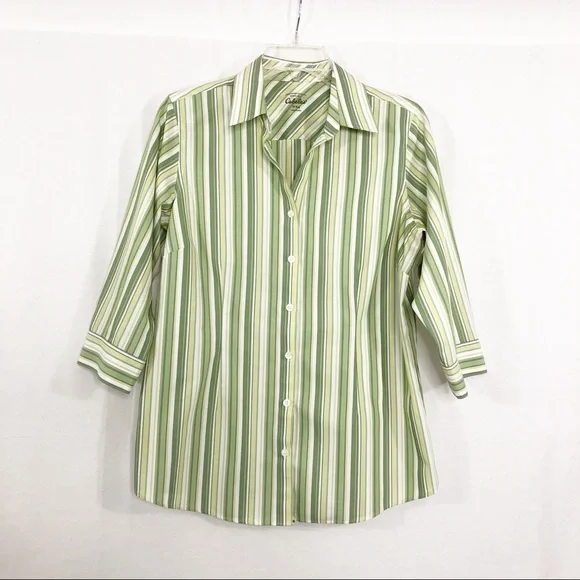 Cabela's Green 3/4 Sleeve Notched Collar Button Down Shirt - Picture 1 of 4